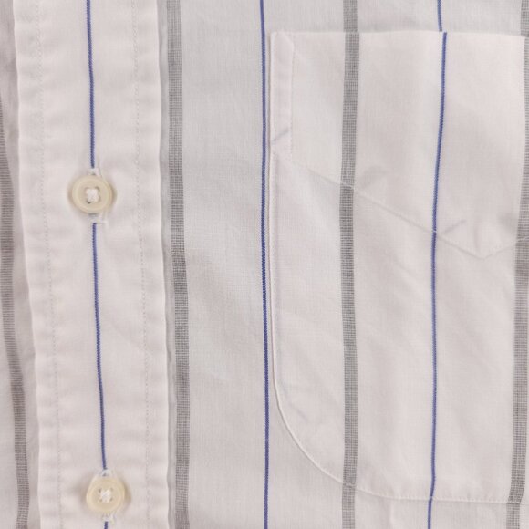 Gitman Bros Lightweight White Gray Blue Cotton Polyester Men 15.5 32 USA Striped - Picture 6 of 16